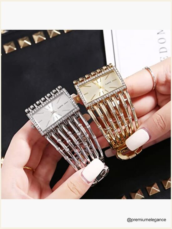 Luxury Rectangular Analog Quartz Wrist Watch for Women - Fashion Cuff Bracelet main image 5